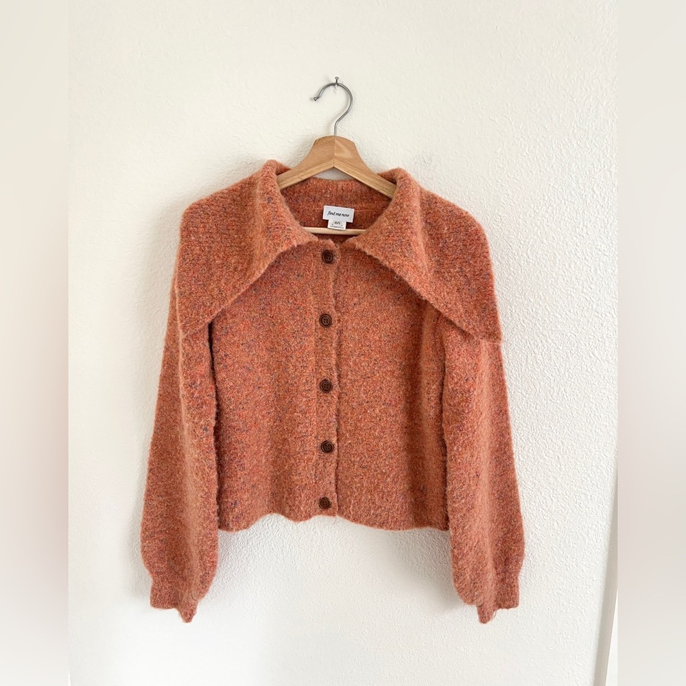 FIND ME NOW sweater / peach oversize collar ZENITH cardigan / size XS-S